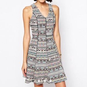 Anthropologie Greylin Adela Aztec Cutout Back Fit & Flare Dress Multicolor S
